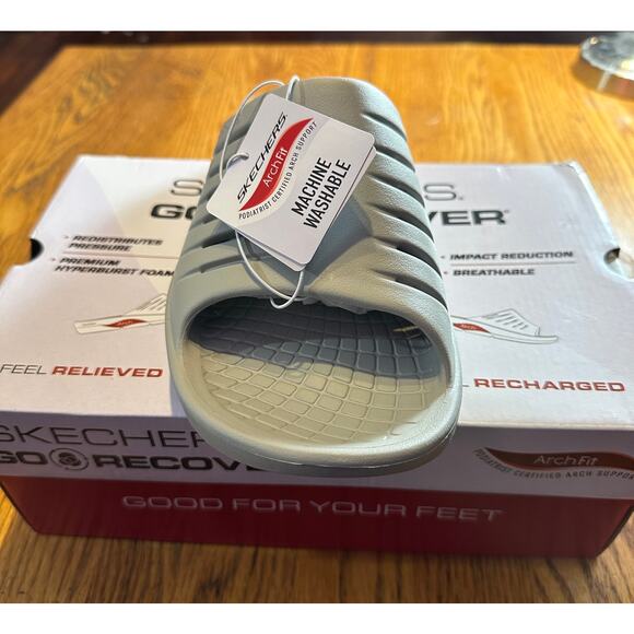 Brand New Skechers GO RECOVER Arch Fit Sandals - Grey - Picture 4 of 11